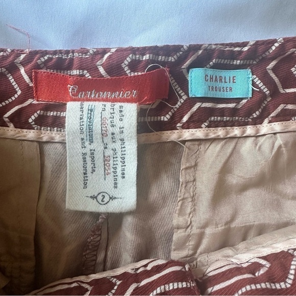 Anthropologie Cartonnier Charlie Trouser Ankle Pants Geometric Print Size 2 - Picture 8 of 9